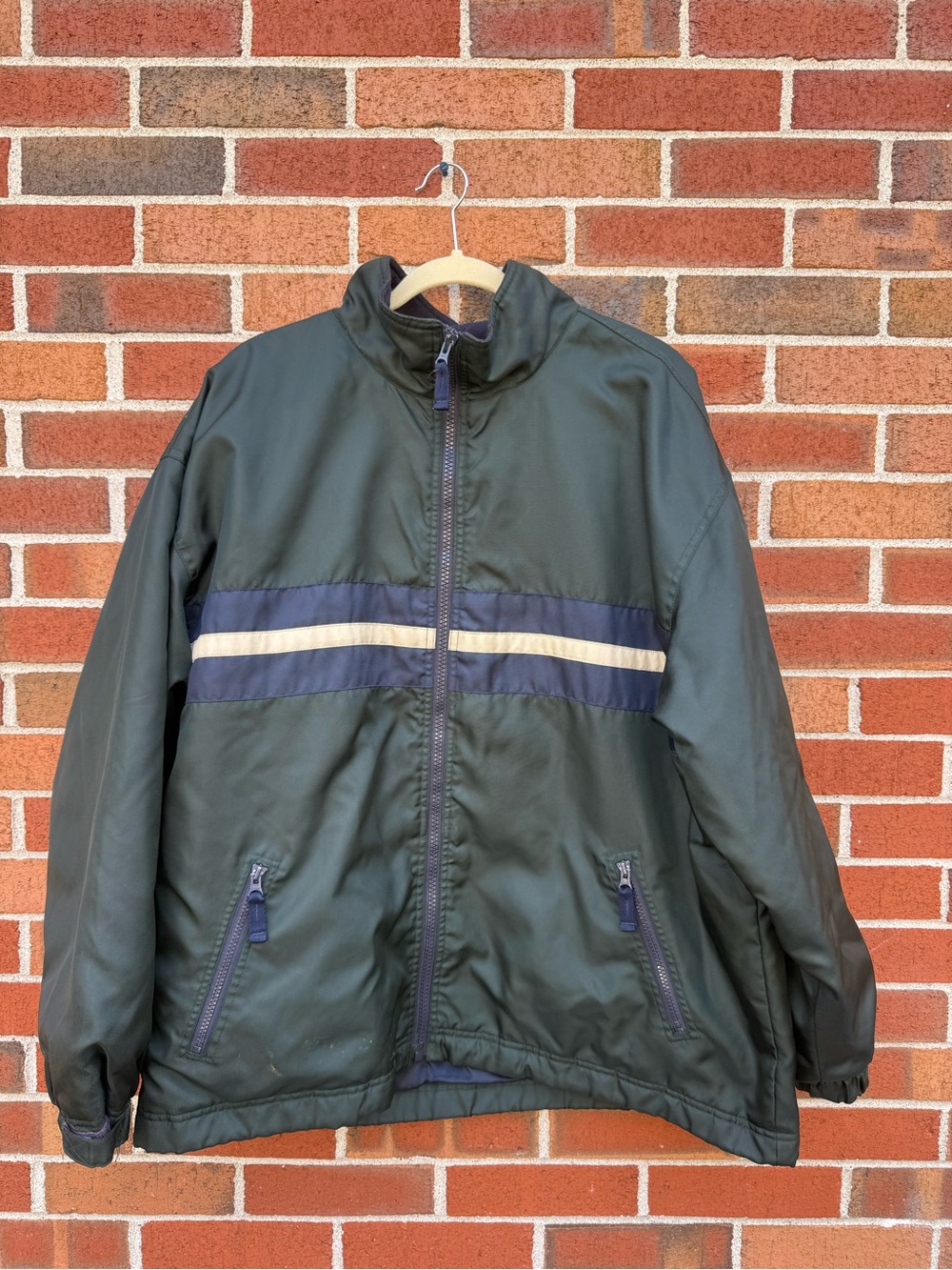 Gap Green & Navy Colorblock Fleece-Lined Jacket Size L